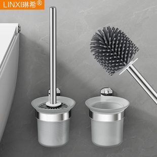 304 Stainless Steel Toilet Brush, No-Drill Bathroom Household, No Dead Angle Wall-Mounted Toilet Cleaning, Others