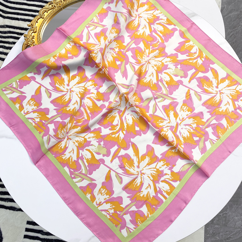 Sweet Style Women's Sweet Flower South Korean Satin Silk Scarves