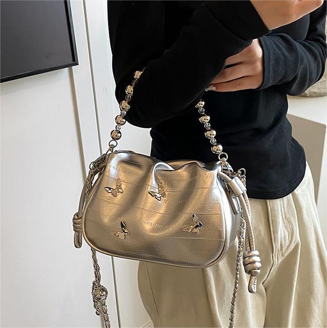 Nicho de moda bolso de mano con cuentas para mujeres 2024 verano nuevo estilo de moda bolso de hombro de aire extranjero de alta calidad bolso de cubo