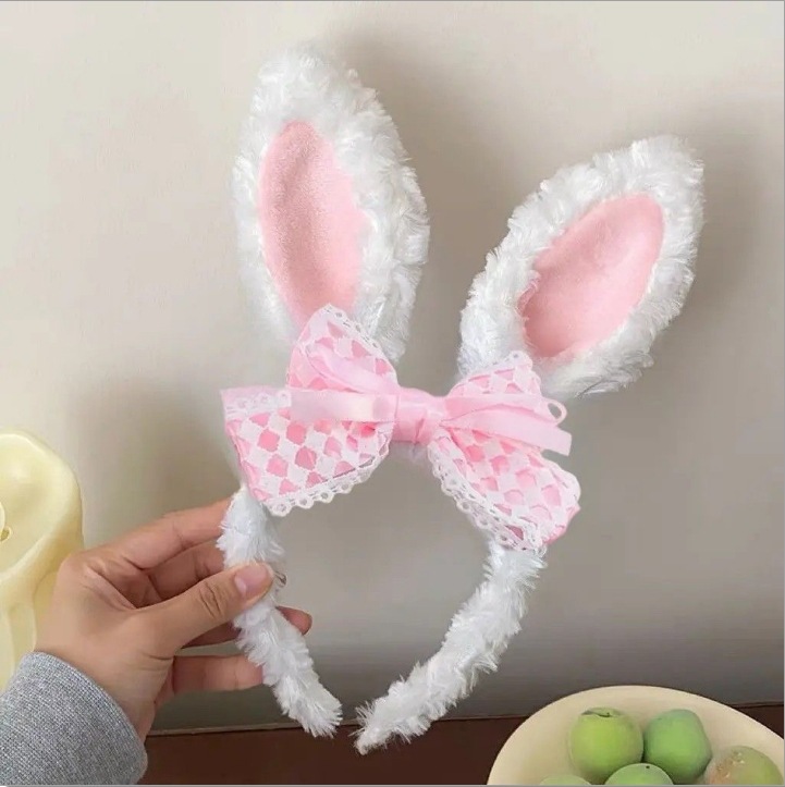 ぬいぐるみの愛の耳のウサギの髪のカチューシャの女性の顔を洗うカチューシャのかわいい清新で甘いカチューシャの髪の束の飾り|undefined