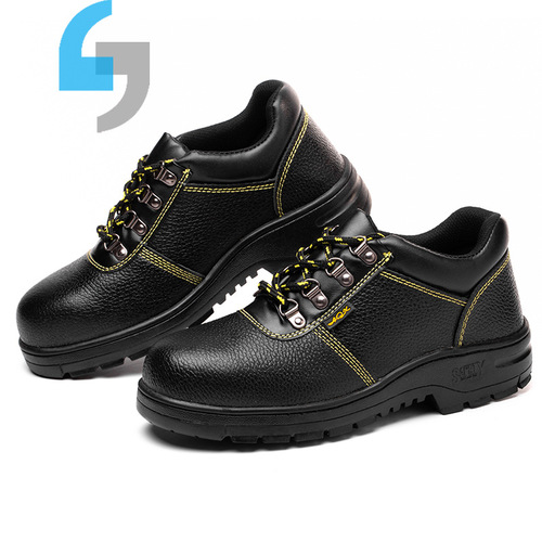 Thick cowhide safety shoe for cross-border construction site leisure with lanyard, anti-strike, anti-puncture, steel toe work shoe