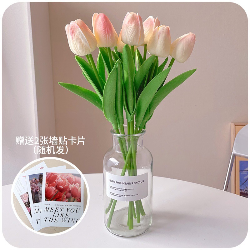 Flores florales Decoración de la sala de estar Decoración Decoración Ramo biónico Tulipán Flor seca de lujo ligero Flor falsa Decoración eterna