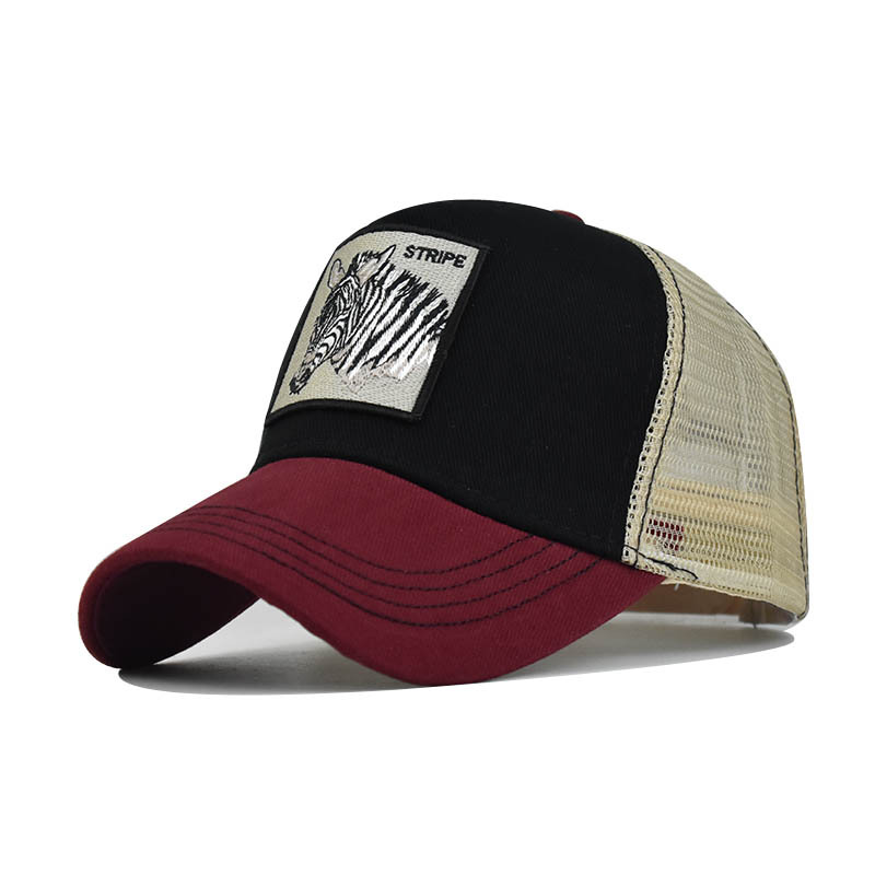 Popular Amazon bordado animal de algodón de malla gorra de béisbol de las mujeres de los hombres de deportes al aire libre gorra enarbolada