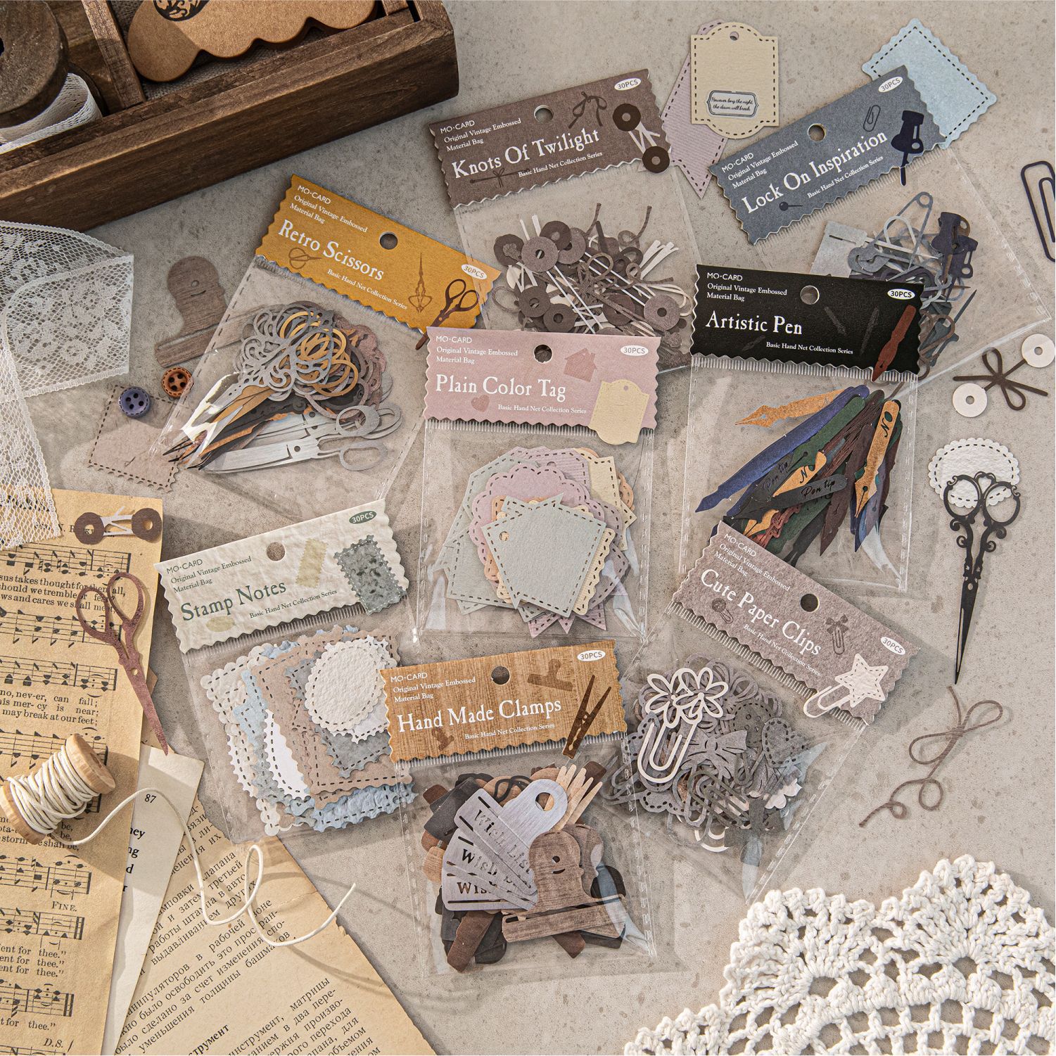 Bolso de material hueco Mo Mo Bolso básico de mano Colección de libros Bolso de dolor de mano retro Papel de material de decoración de mano