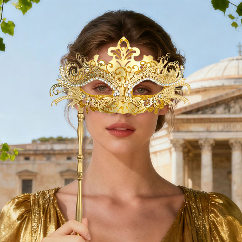 Ventas transfronterizas de metal con diamantes de cola de fiona desmontable varilla romana de mano máscara de mitad de cara juegos de cine y televisión props de interés