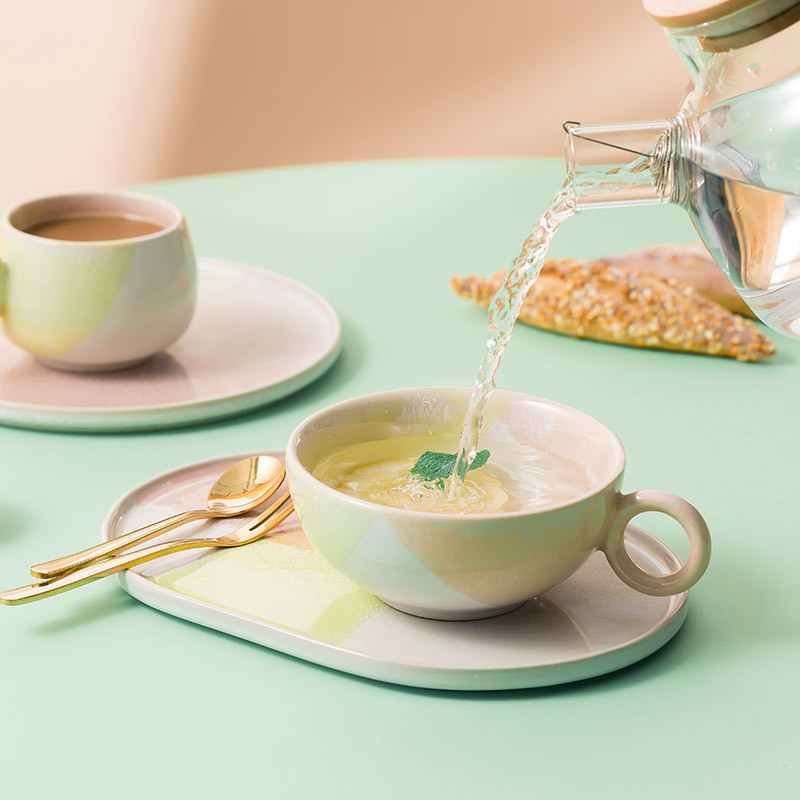 Chengyun taza de café y platillo traje Taza de cerámica mano regalo taza de agua oficina tarde ceremonia del té pequeño regalo