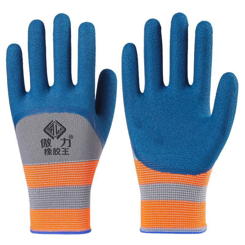 Guantes de protección laboral neumáticos de goma de goma de trabajo de trabajo de nylon impregnado guantes de látex al por mayor