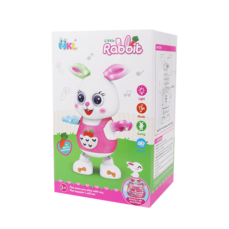 Nuevo estilo transfronterizo, canto eléctrico y baile para niños, lindo y divertido juguete de conejo, puesto de juguete luminoso eléctrico para niños al por mayor