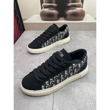 欧洲站新款高端男鞋磨砂皮面拼接帆布透气系带厚底百搭休闲小板鞋