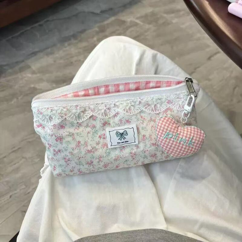 フレッシュレース小花キティ猫鉛筆バッグインシンプルな大容量学生文具収納かわいい化粧品バッグ|undefined