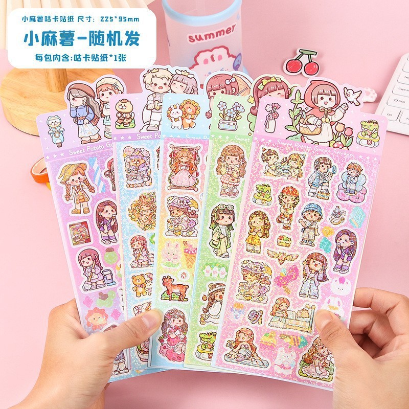 Lindo pegatinas portátiles estudiante DIY pegatinas decorativas transparente PET mano cuenta pegatinas chica corazón material de dibujos animados pequeño regalo