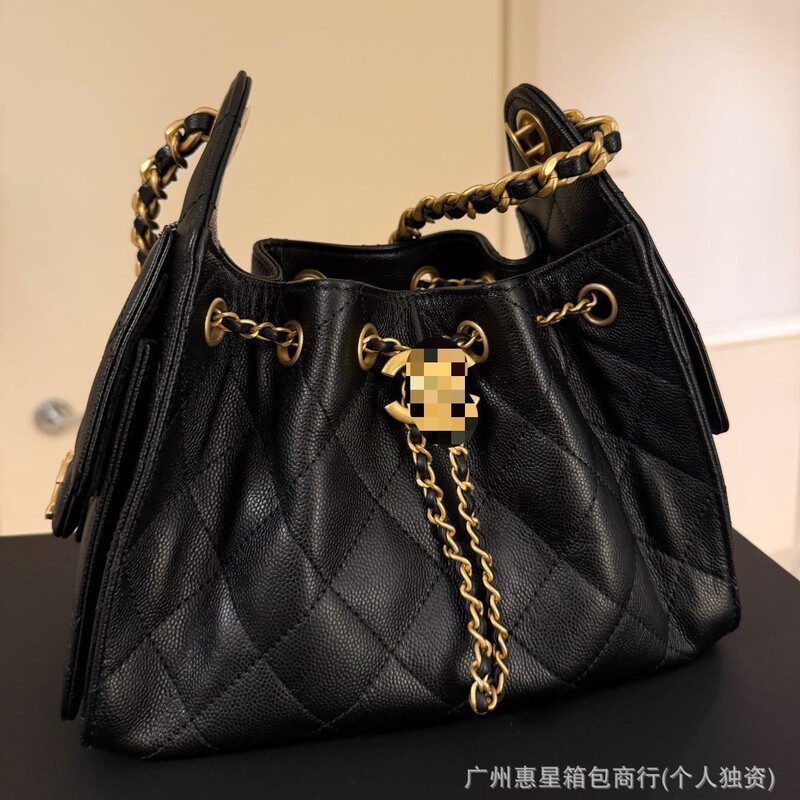 Cross-Border Wholesale 25C Hippie Hobo Genuine Leather Quilted Chain Bag Drawstring Bucket Bag Underarm 25Bag Single Shoulder Women's Bag Cross-Border Wholesale 25C Hippie Hobo Genuine Leather Quilted Chain Bag Drawstring Bucket Bag Underarm 25Bag Single Shoulder Women's Bag