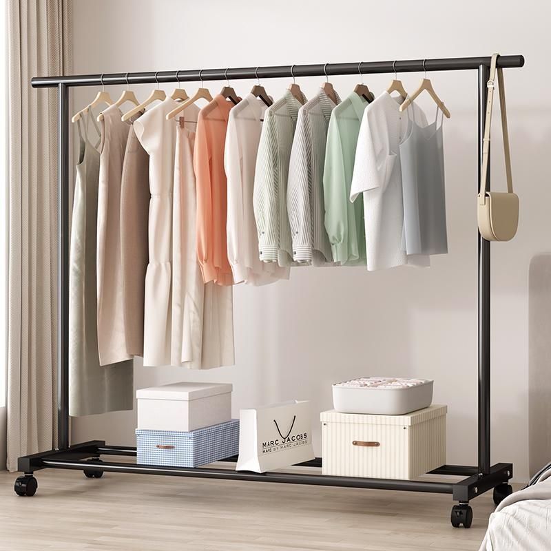 Clothes Hanger Floor Household Balcony Indoor Simple Clothes Rod Mobile Clothes Hanger Student Dormitory Clothes Rack