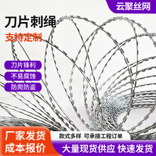 学校部队刺绳防护网螺旋式刀片刺丝监狱围墙防爬不锈钢刺丝滚笼