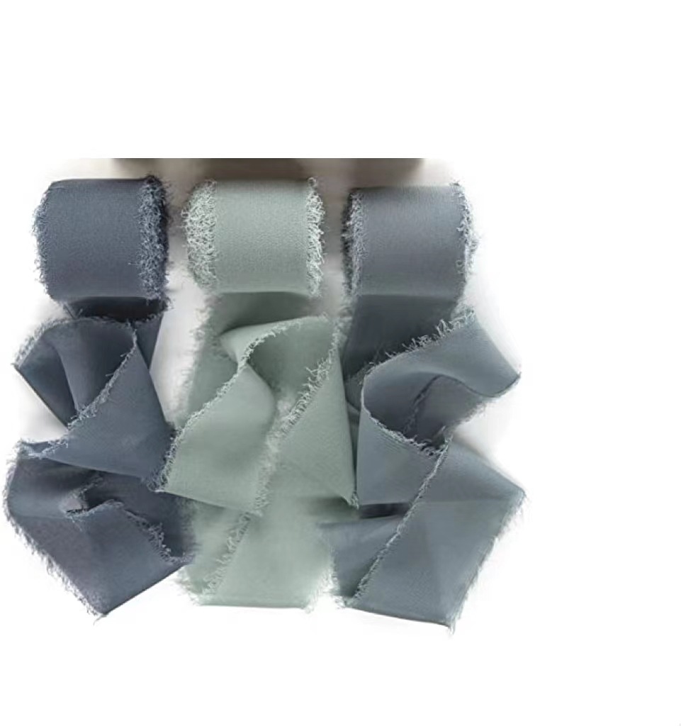 INS deshilachado gasa cinta ramo de la boda borla cinta arco decoración hilo de nieve tira de tela de seda