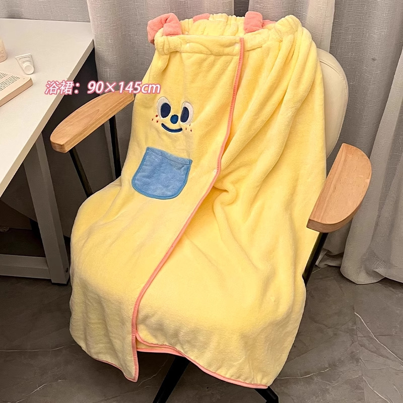 かわいいバスタオル、バスローブ、ウェアラブル速乾バススカート、女性用全身ラップ、家庭用タオル、ヘアドライキャップ、寮3点セット|undefined