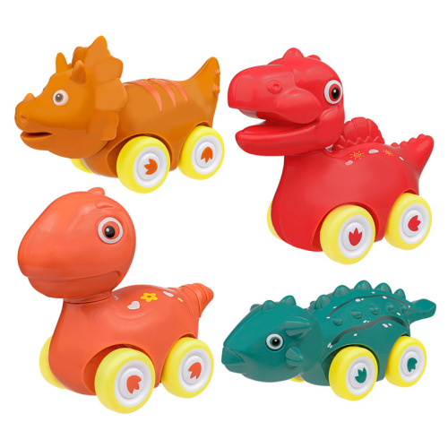 Cross-border cartoon dinosaur pull-back car children's dinosaur animal model car toy street stall wholesale gift