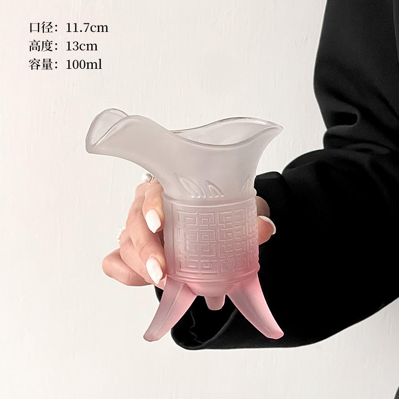 ins创意搞怪秦始皇奶茶杯玻璃杯帝王杯古代三足杯仿古爵杯酒杯子|undefined