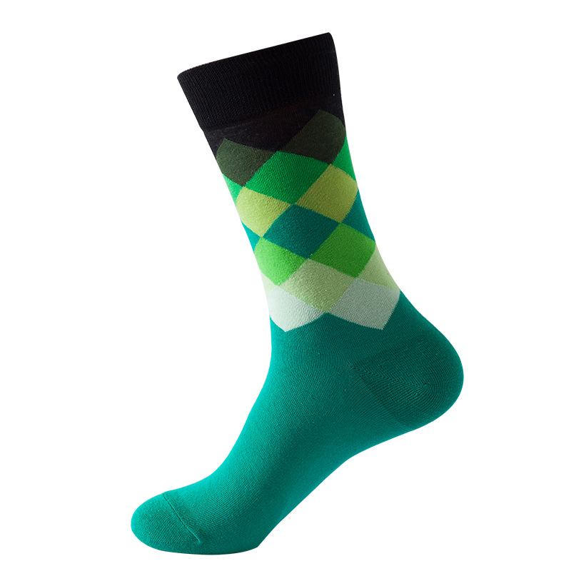 Chaussettes mi-mollet style Ins 2025d pour femme, motif losanges, tendance, unisexes, pour homme_voghion.com