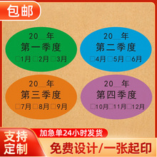 季度标签贴不干胶圆形彩色数字贴纸1-12月季度不干胶标记贴纸定制