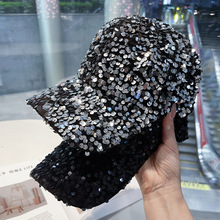 跨境亮片棒球帽子男女户外情侣款遮阳防晒个性鸭舌帽显脸小嘻哈帽