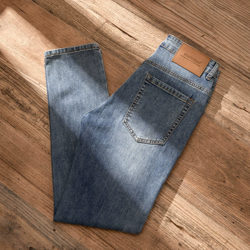 Осенняя тенденция эластичных джинсов для отдыха, slim fit, свободный прямой крой