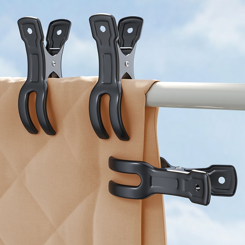 Stainless Steel Clips for Securing Curtain Hooks, No-Drill Wall Hooks, Quilt Clips for Home Use, Windproof and Sturdy