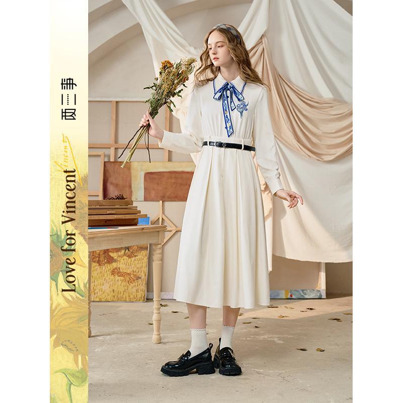 Van Gogh Artistic Platform 2025 Autumn New Detachable Printed Tie A-Line Long Dress Van Gogh Artistic Platform 2025 Autumn New Detachable Printed Tie A-Line Long Dress