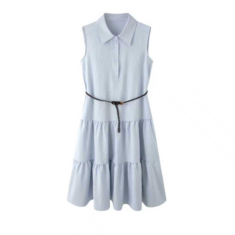 2026 Summer New Style Linen Sleeveless Shirt Dress Women's Belt Cake Skirt Slimming Look 4H6191071Q 2026 Summer New Style Linen Sleeveless Shirt Dress Women's Belt Cake Skirt Slimming Look 4H6191071Q