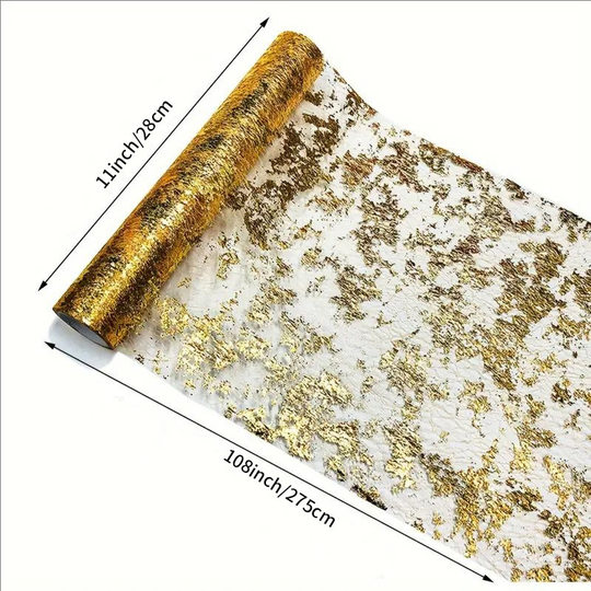 Amazon Cross-border Hot Stamping Foil Mesh Table Runner Holiday Party Wedding Decoration Table Decorative Table Runner