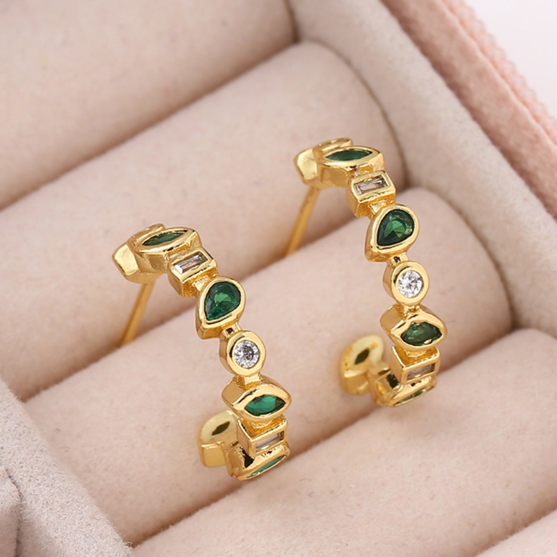 304 Stainless Steel Ear Needle Material Zircon Inlay Material 1 Pair Modern Style Classic Style Geometric 304 Stainless Steel Zircon Ear Studs