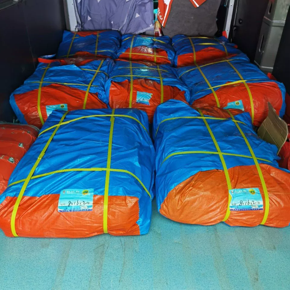 Синий оранжевый брезент в наличии