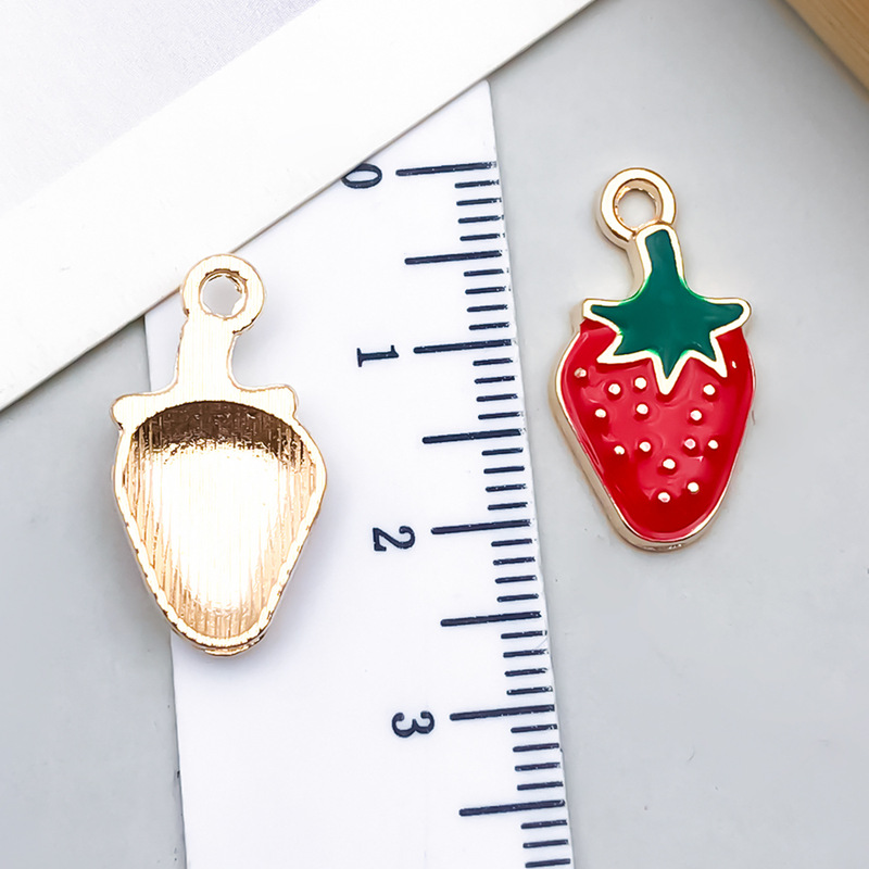 DIY 合金ジュエリーアクセサリー KC ゴールドドリップオイル合金イチゴフルーツペンダントキーホルダーイヤリングネックレスペンダント|undefined