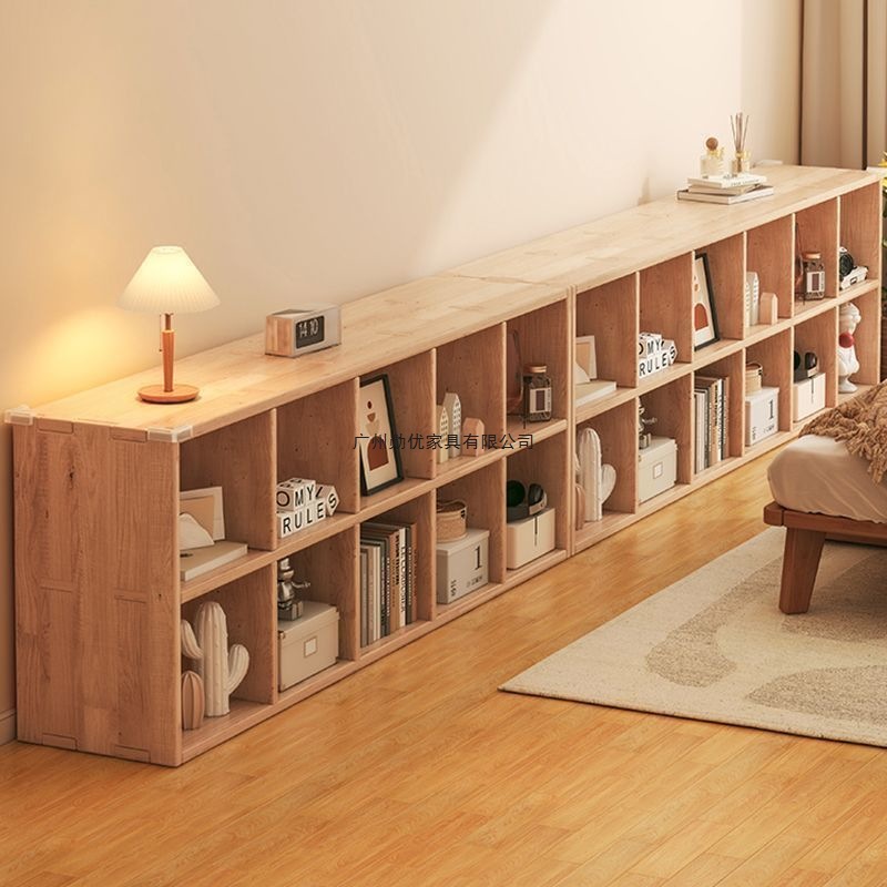 All Solid Wood Bookshelf Chinese Style Pine Floor-Standing Wall Grid Cabinet Free Combination Home Storage Shelf Bookcase