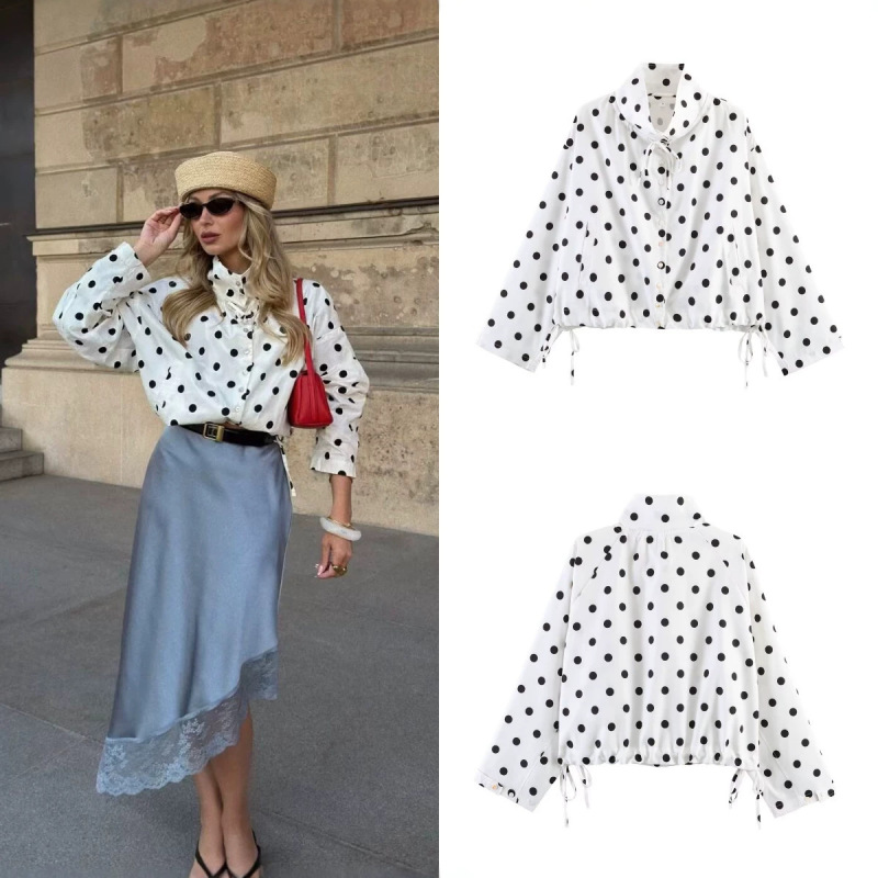 Z Brand Foreign Trade Cross-Border European and American Style Za Women's Clothing 2026 Spring New Fashion Large Polka Dot Coat Jacket Z Brand Foreign Trade Cross-Border European and American Style Za Women's Clothing 2026 Spring New Fashion Large Polka Dot Coat Jacket