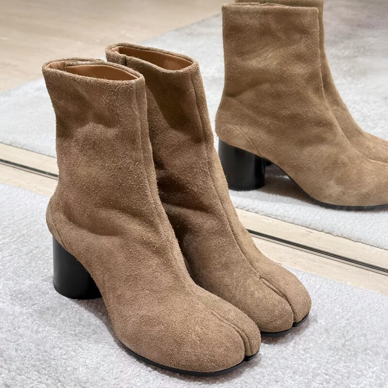 Leather version~Western boots, slim boots, ankle boots for women, versatile split-toe pig hoof boots, chunky heel short boots, commuter high-heel single boots Leather version~Western boots, slim boots, ankle boots for women, versatile split-toe pig hoof boots, chunky heel short boots, commuter high-heel single boots