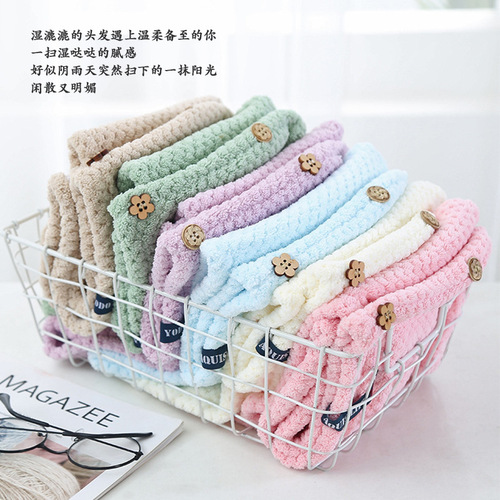 Coral velvet hair drying cap, thickened, soft and absorbent for women, pineapple-patterned hair towel, bath cap, quick-drying towel, wholesale available