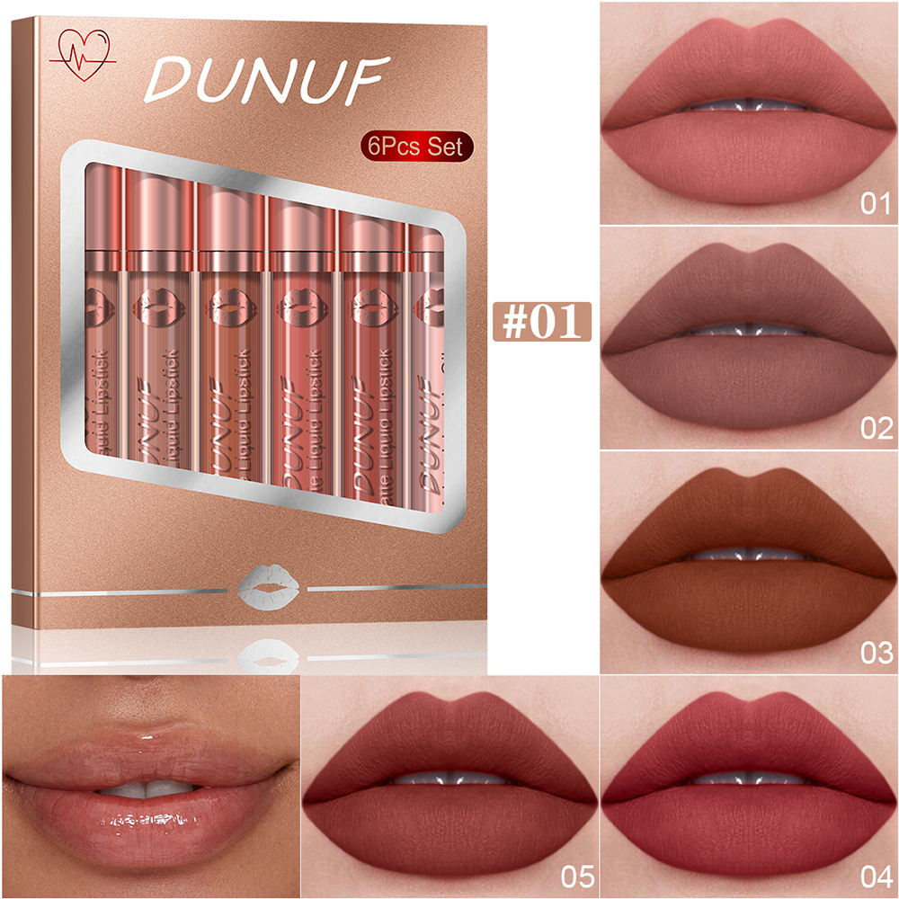 Check out DUNUF 6-tube matte waterproof long-lasting lip gloss lipstick! Disclaimer for links undefined