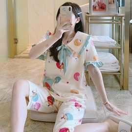 新款月子服短袖纯棉孕产妇哺乳睡衣夏季大码透气时尚外出喂奶套装