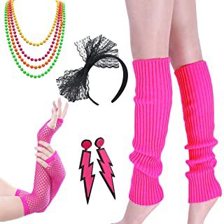 1980 solo partido vestido de cuatro colores neón collar pulsera Lightning pendientes red pesca guantes pierna calcetines seis traje