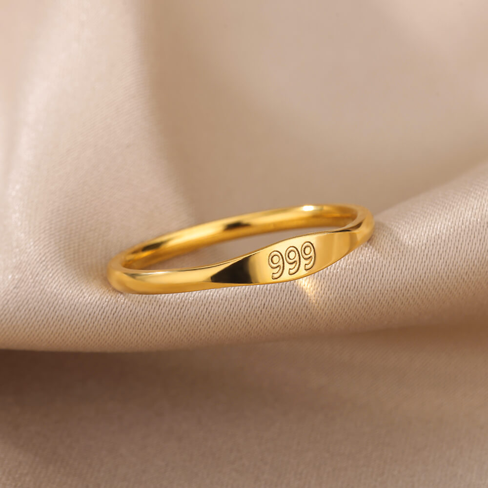 All Seasons Season PVD Coated Real Gold Plated Number Stainless Steel Simple Style Waterproof Non Tarnish Rings