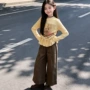 女童儿童春秋木耳边两件套