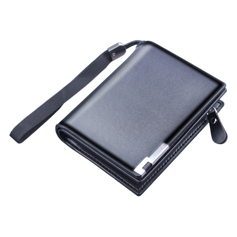 Cartera corta para hombres Cartera con cremallera para hombres Cartera triple de gran capacidad para hombres Bolsa de tarjeta para hombres Clip corto integrado plegable