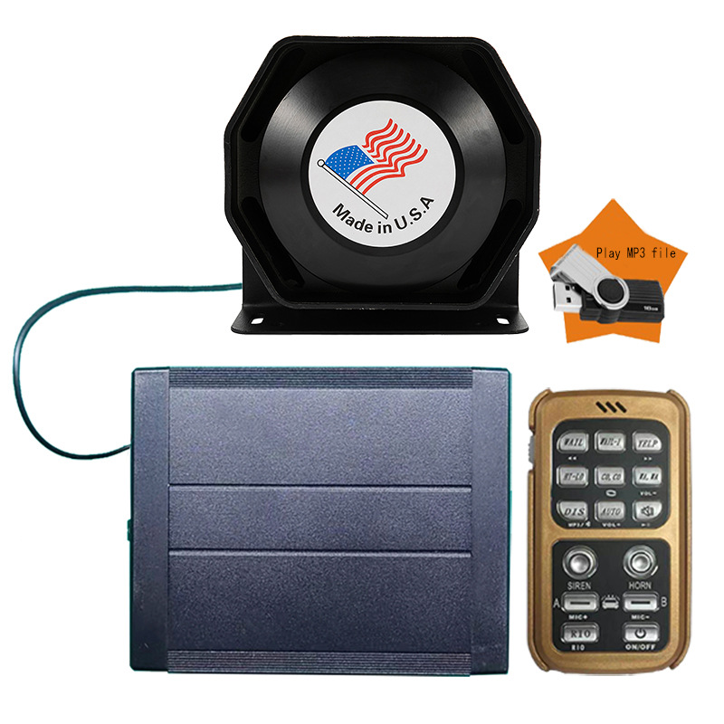 Car-mounted wireless remote control siren with MP3 playback, high-pitched speaker AS920BKG-MP3+ ultra-thin speaker