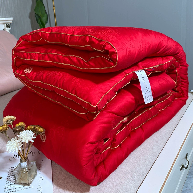 Счастливое свадебное одеяло из соевого волокна, свадебное одеяло, приданое из чистого хлопка для молодоженов, ярко-красное весеннее, осеннее и зимнее одеяло с утолщенным сердечником