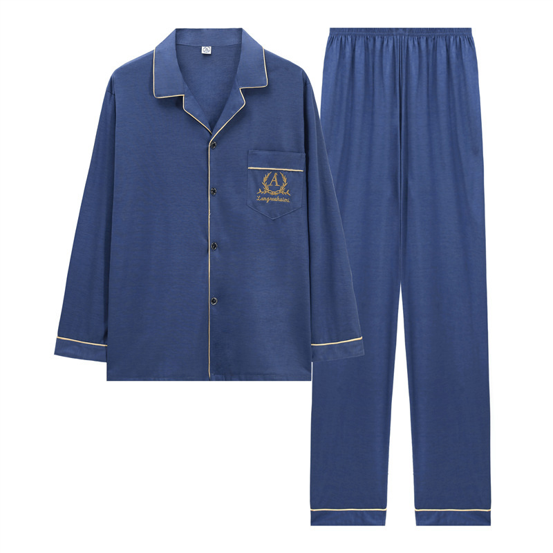 100% algodón pijamas de los hombres de manga larga de primavera, Otoño e Invierno DE LA Juventud más tamaño ropa de casa traje casual de otoño e invierno
