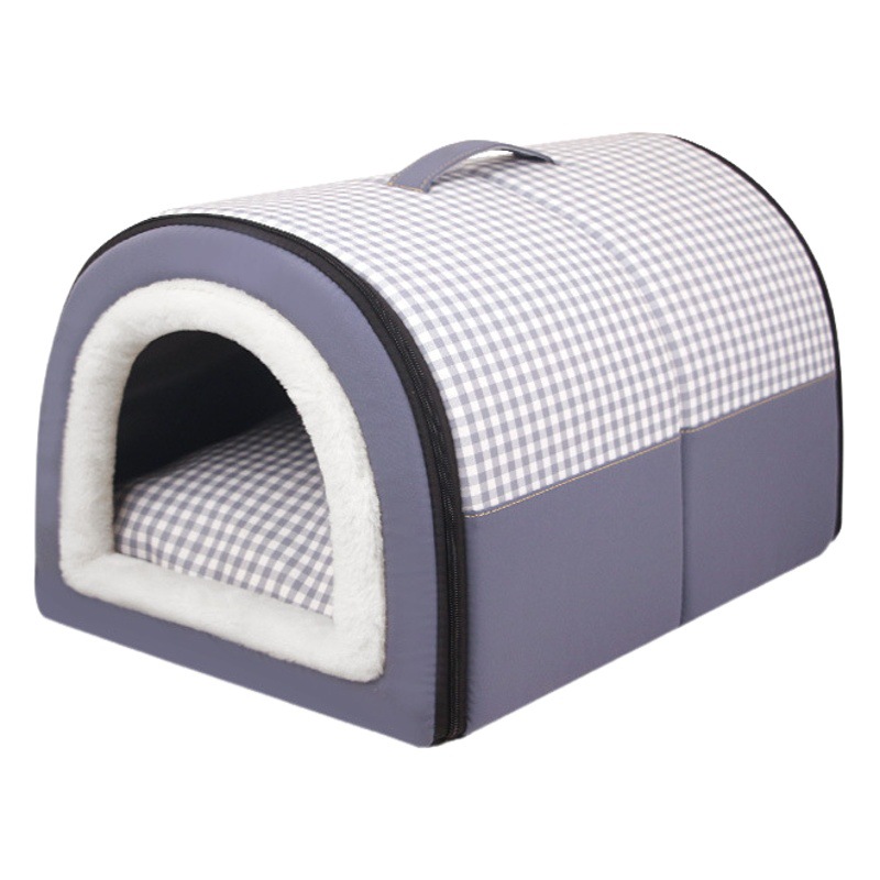 Invierno engrosada caliente Four Seasons universal semi-cerrado extraíble y lavable de doble uso de tamaño pequeño y mediano nido de gato nido de perro nido de Mascota