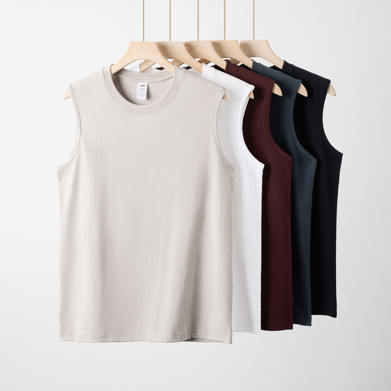 DXCG Summer Muscle Fitness Sports Vest Men's Pure Cotton Loose Breathable Sleeveless Waistcoat Solid Color Men's Tide T-shirt
