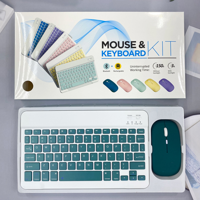 Bluetooth Keyboard Color Box 10inch Keyboard and Mouse Set with Card Tray Gift Box Packaging Macaron Keyboard and Mouse Color Box