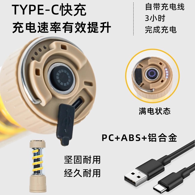 户外露营氛围灯充电长续航帐篷照明灯野营便携多功能应急手电筒|undefined
